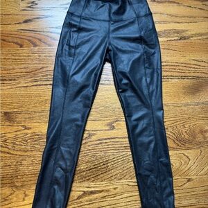Athleta Delancey Gleam Tights Faux Leather size XS